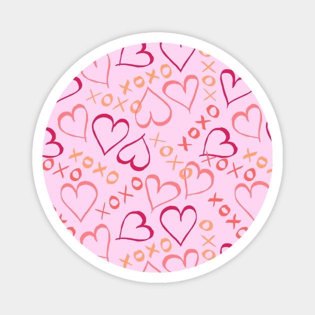 Love Hearts, XOXO - Pink Magnet by MitaDreamDesign